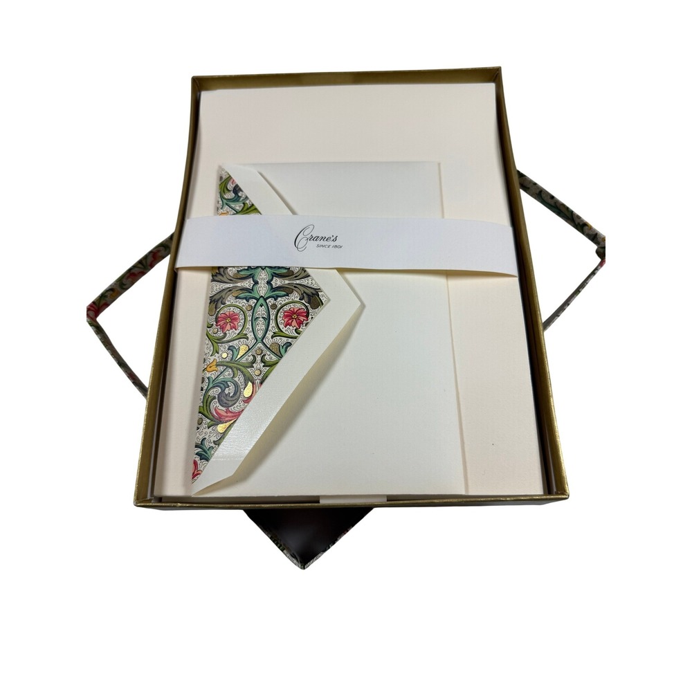 Crane Stationery Partial Set Cream Floral Lined 20 Pages 15 envelopes